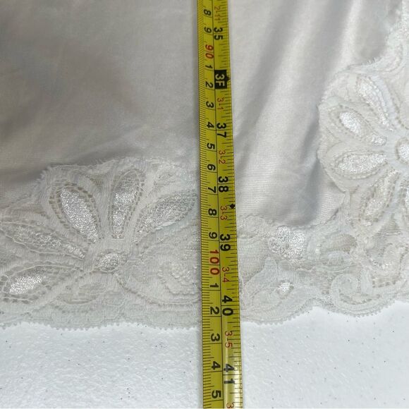 Vintage 60s 70s Shadowline White Lace Full Slip Adjustable Strap Women Size 36 - Picture 13 of 14